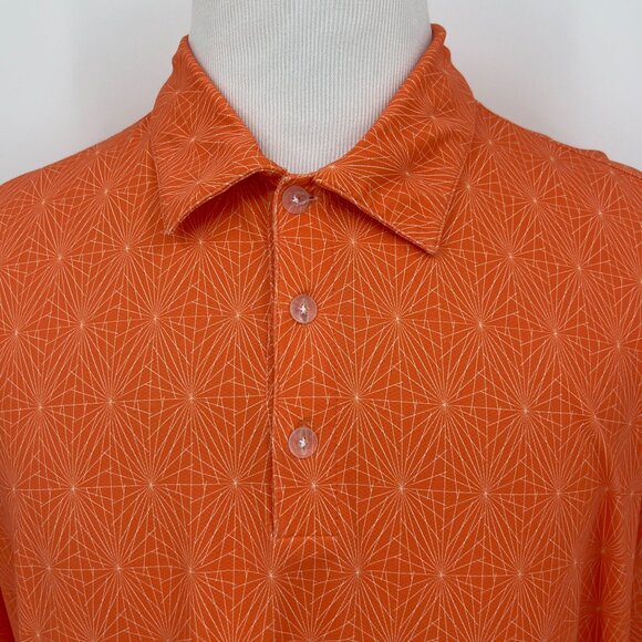 Nike Golf Mens Orange Polo Shirt 2XL Dri-FIT Polyester Spandex Geometric Pattern - Picture 1 of 9